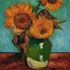 Van Gogh oil painting reproduction samples #159 Three Sunflowers in a Vast, 1888 reproduced by PaintingsPal painter XD Wen