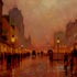 Oil painting reproduction #93 A Street at Night by John Atkinson Grimshaw