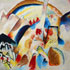 oil painting reproduction samples #229 Landscape with red dots No.2 by Kandinsky