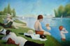 Oil painting reproductions in stock #192 Bathers at Asnieres by Georges Seurat and replicated by LJH (sold)
