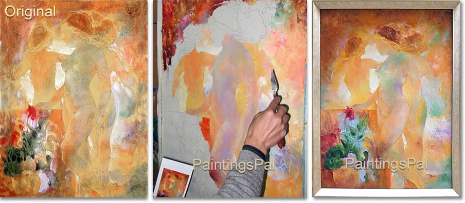 Painting demonstration of customized reproduction with painting knife