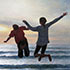 Portrait painting from photo sample #239 children dancing with the tides