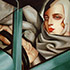 Oil painting reproduction sample #290 Self-Portrait in the Green Bugatti by Tamara de Lempicka